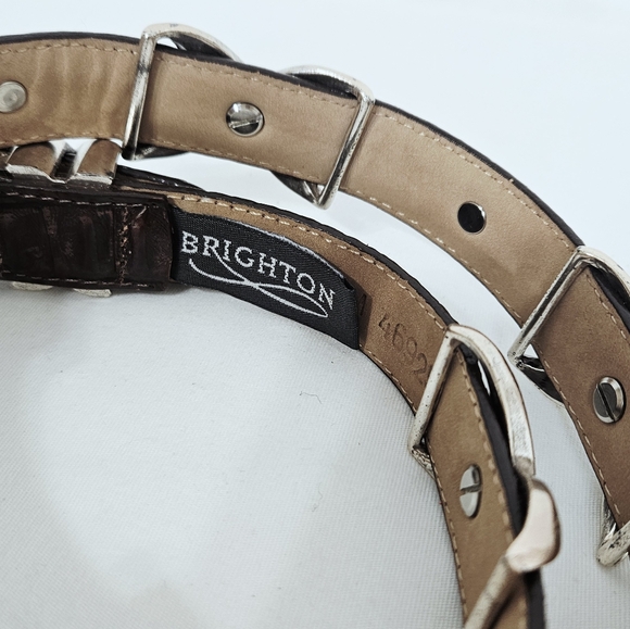 Brighton Rich Brown Leather Belt with Silver Details - Picture 5 of 10